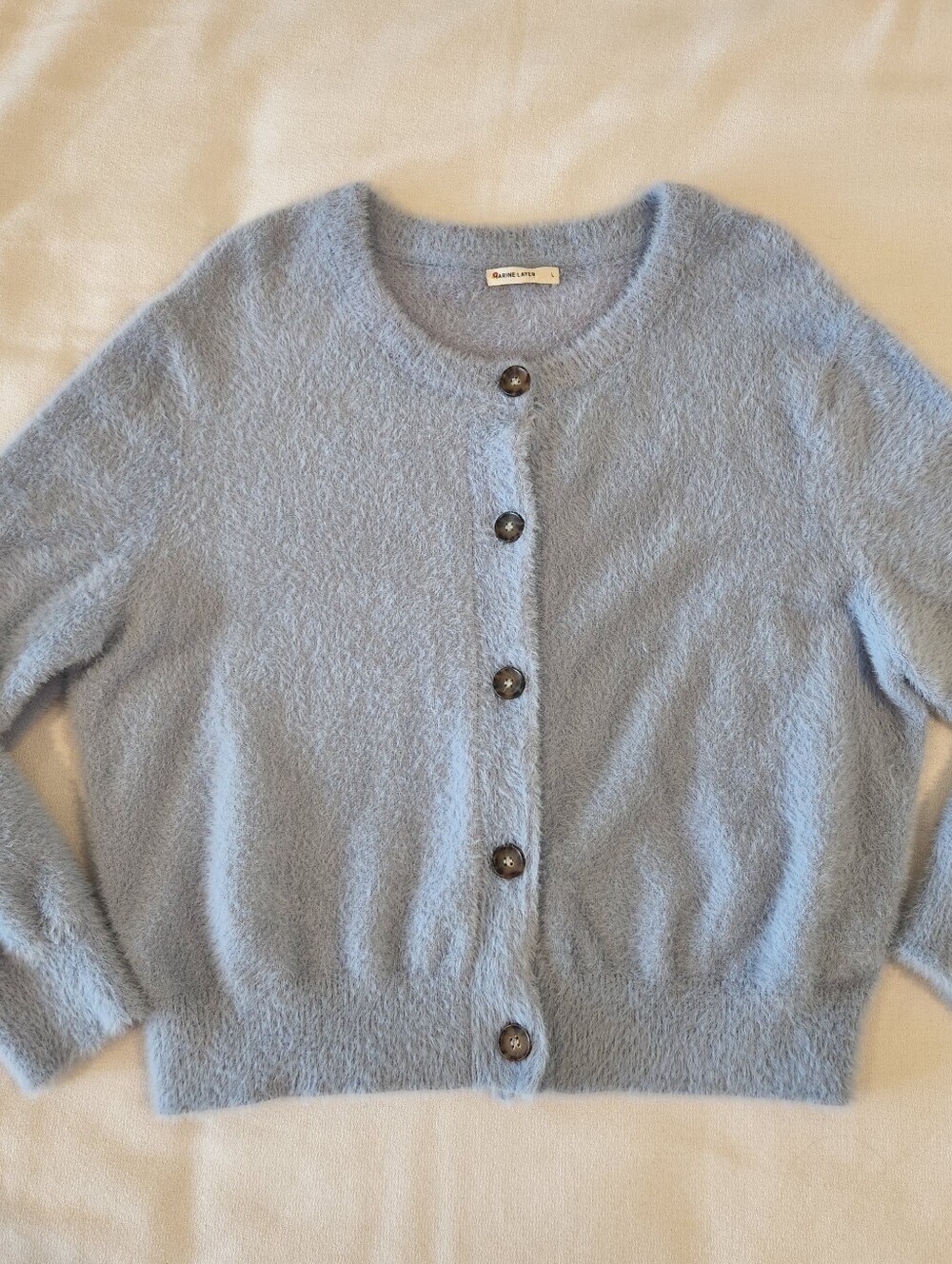 Marine Layer Blue Heron Fuzzy Arielle Cardigan Sweater Large